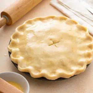 Assembled pie ready to go in the oven.