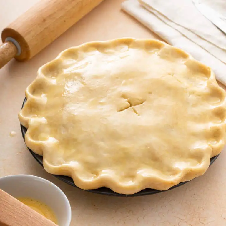 Assembled pie ready to go in the oven.