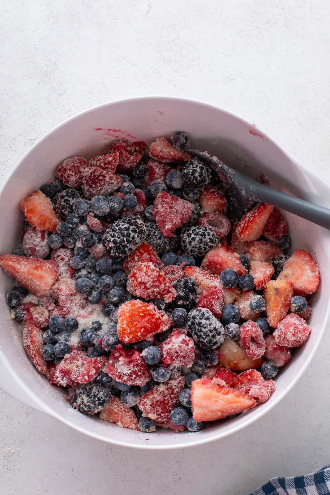 Mixed fresh berries tossed with sugar and flour.